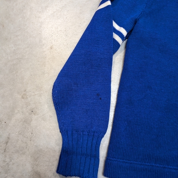 VTG 50s Nelson Knitting Mills Letterman Sweatshirt Blue Flaws Adult - Picture 7 of 11